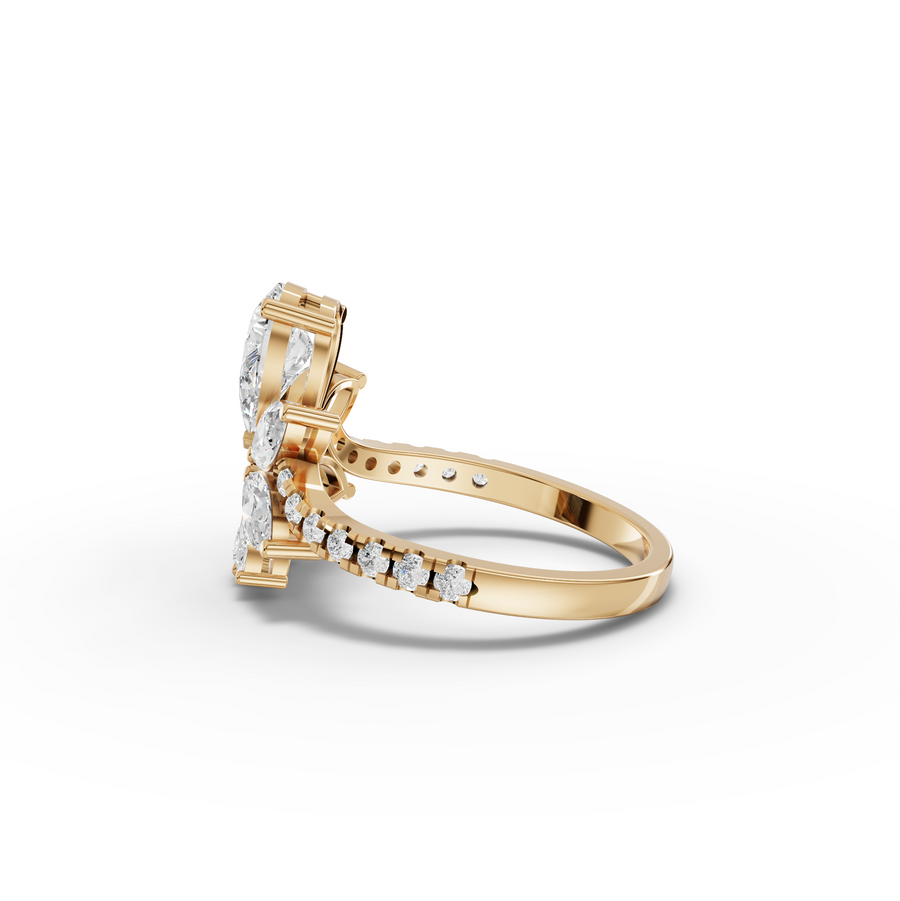 1.81 Ct Floral Pear Cluster Engagement Ring