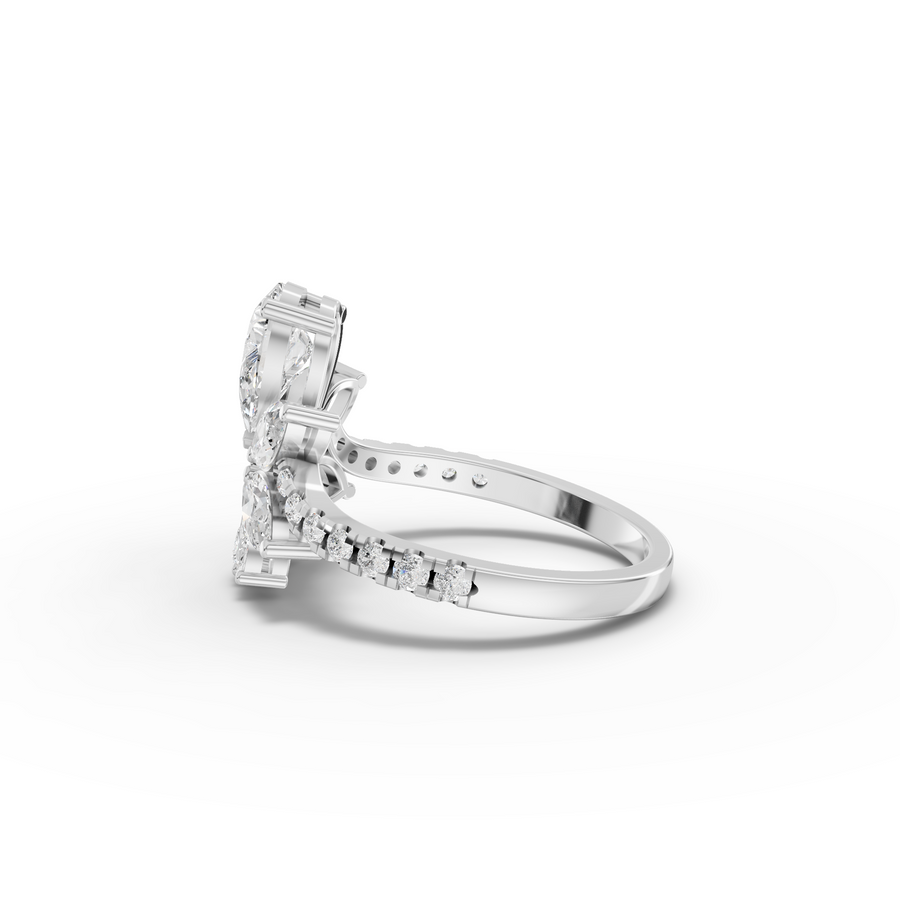 1.81 Ct Floral Pear Cluster Engagement Ring