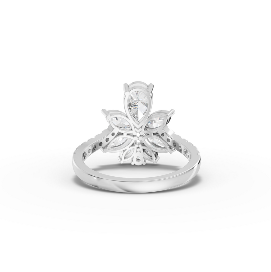 1.81 Ct Floral Pear Cluster Engagement Ring