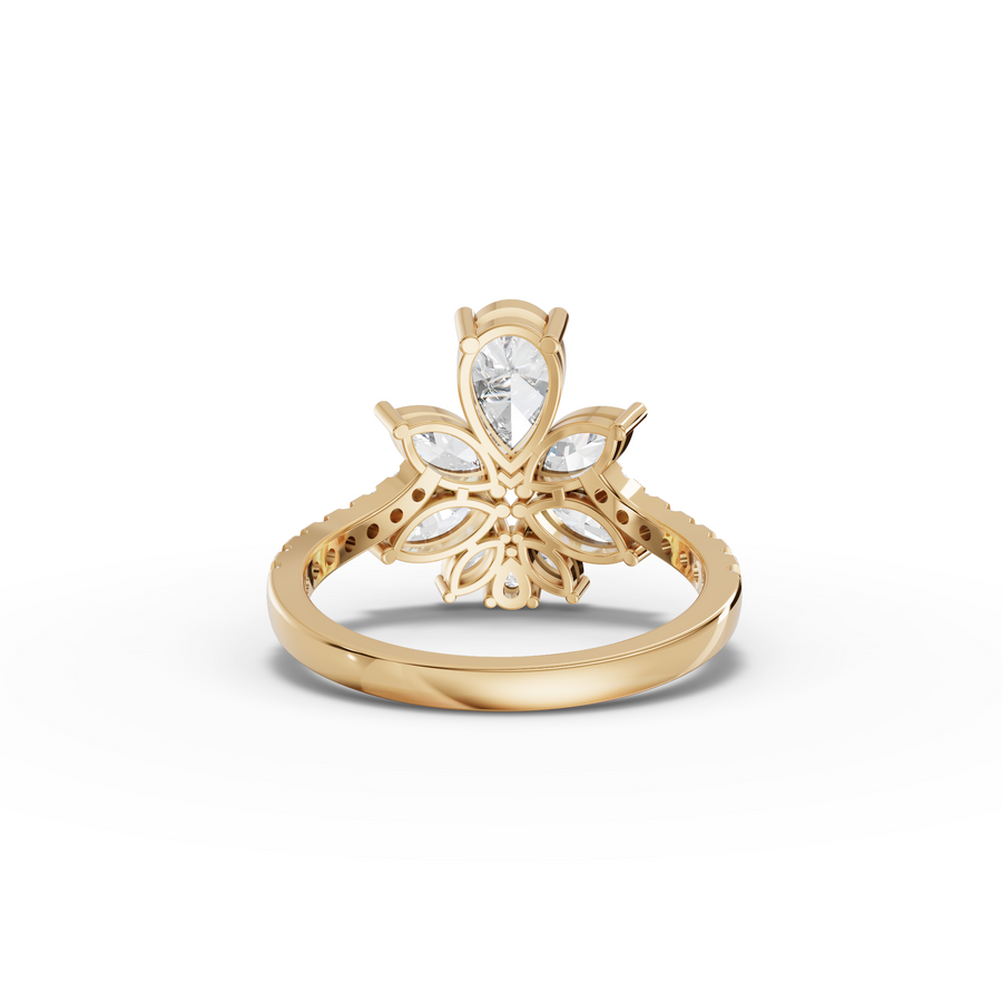 1.81 Ct Floral Pear Cluster Engagement Ring