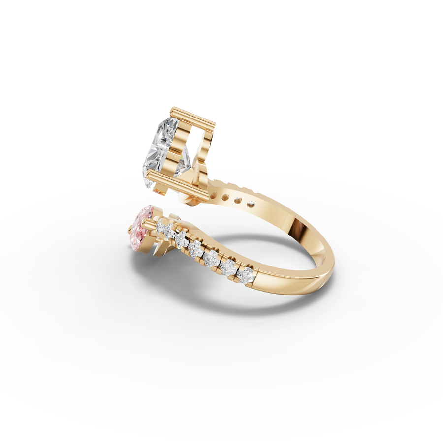 3.36 Ct Heart Marquise Toi et Moi Side Stone Ring