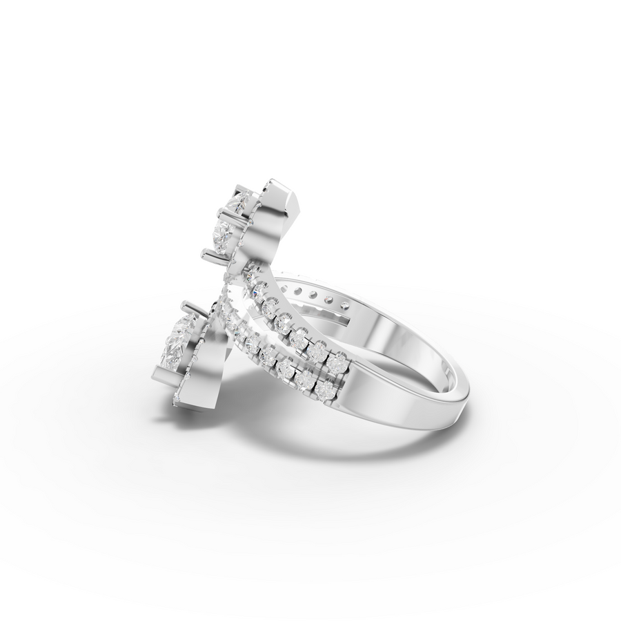 2.15 Ct Double Pear Halo Bypass Diamond Ring