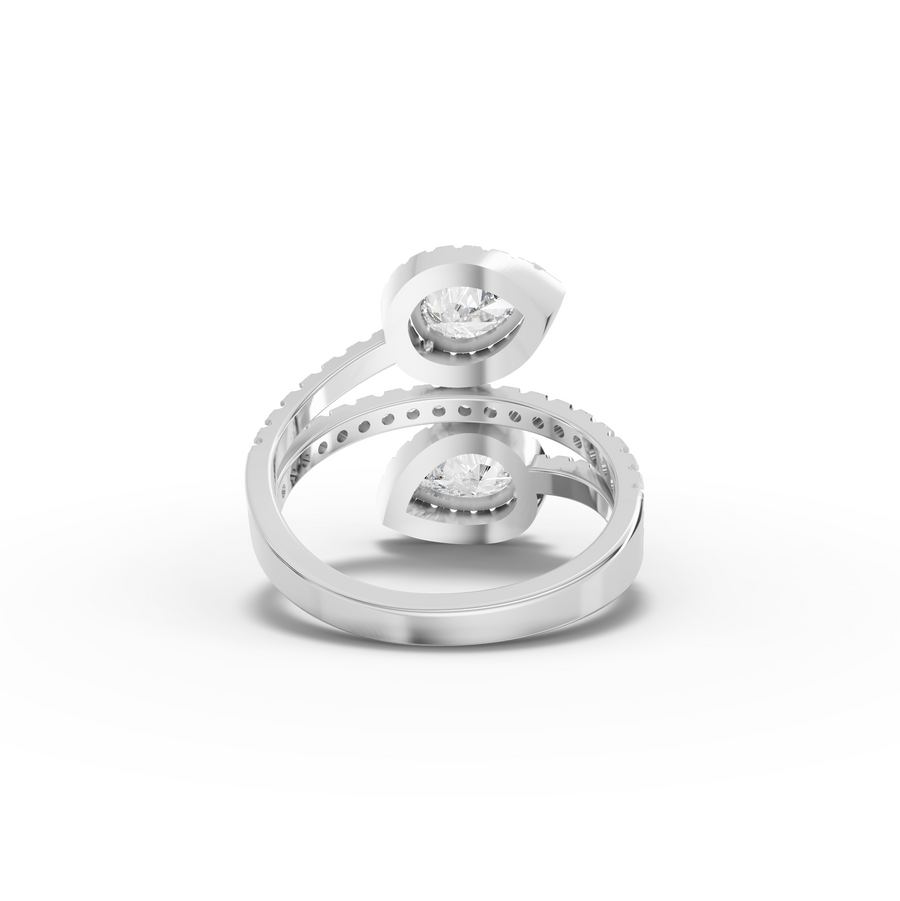 2.15 Ct Double Pear Halo Bypass Diamond Ring
