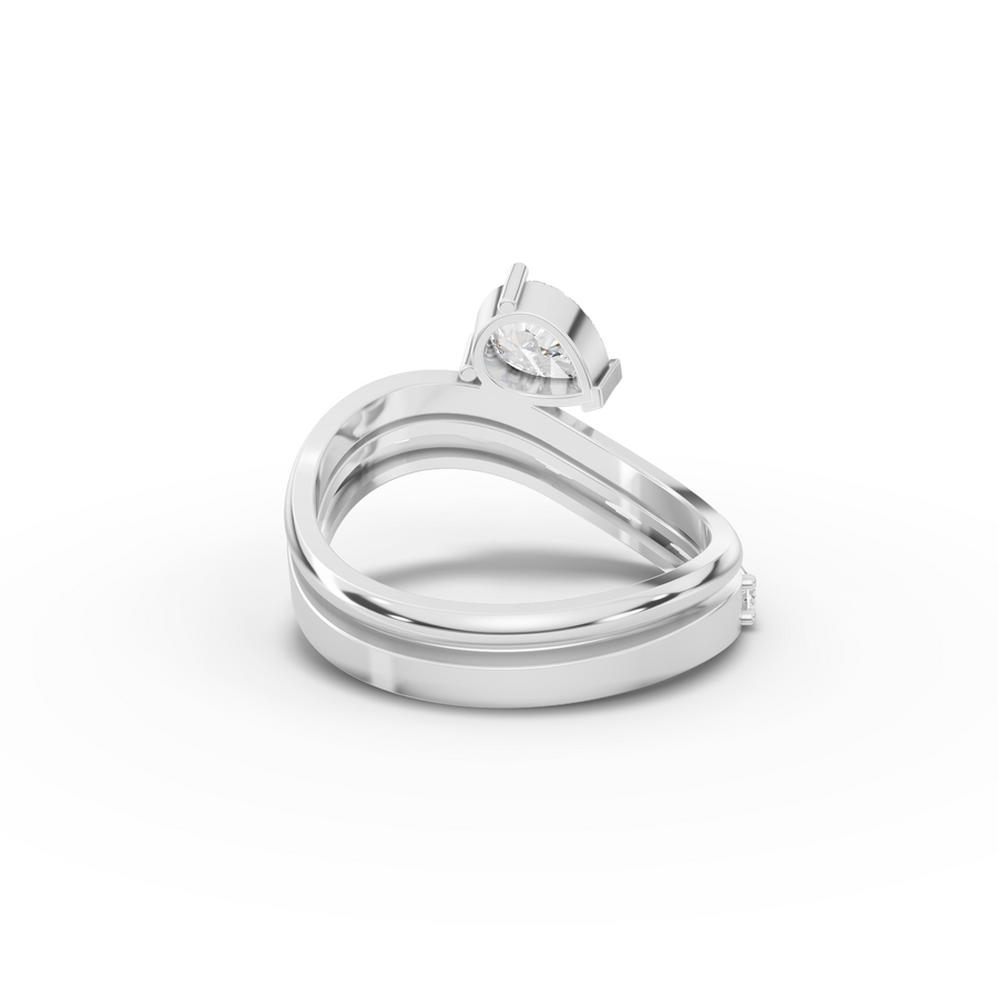 1.51 Ct Pear Solitaire With Baguettes Bypass Ring