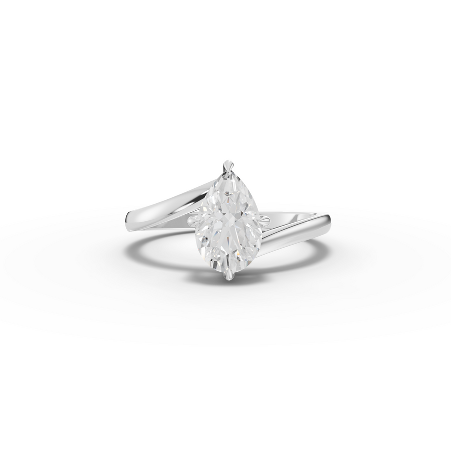 1.06 Ct Pear Solitaire Hidden Halo Bypass Ring 1 Ct Center