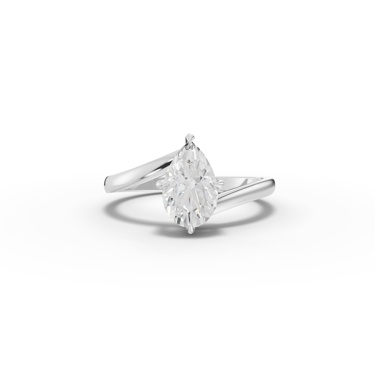 1.06 Ct Pear Solitaire Hidden Halo Bypass Ring 1 Ct Center
