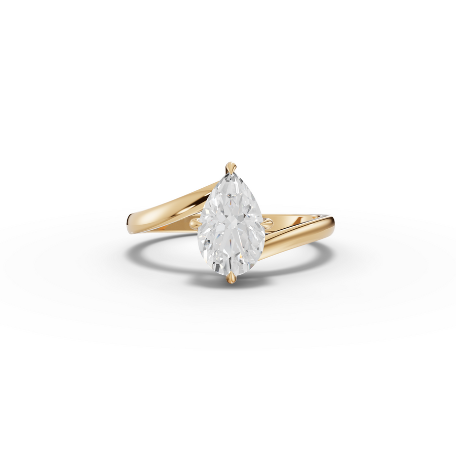 1.06 Ct Pear Solitaire Hidden Halo Bypass Ring 1 Ct Center