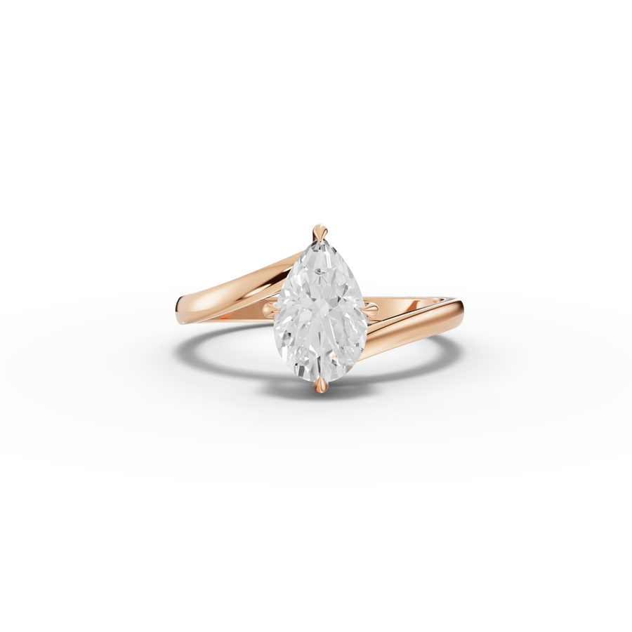 1.06 Ct Pear Solitaire Hidden Halo Bypass Ring 1 Ct Center