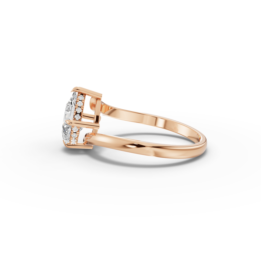 1.06 Ct Pear Solitaire Hidden Halo Bypass Ring 1 Ct Center