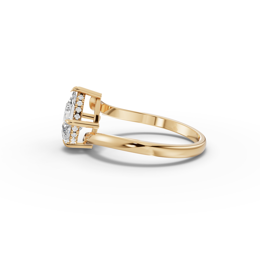 1.06 Ct Pear Solitaire Hidden Halo Bypass Ring 1 Ct Center
