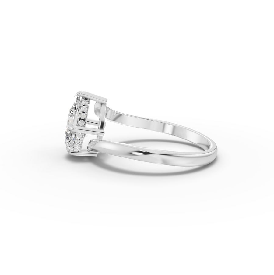 1.06 Ct Pear Solitaire Hidden Halo Bypass Ring 1 Ct Center