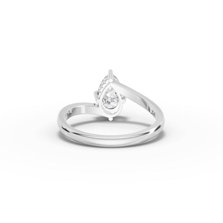 1.06 Ct Pear Solitaire Hidden Halo Bypass Ring 1 Ct Center