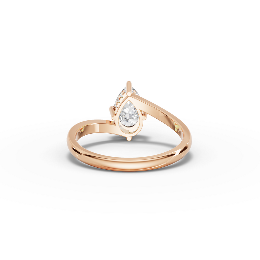 1.06 Ct Pear Solitaire Hidden Halo Bypass Ring 1 Ct Center