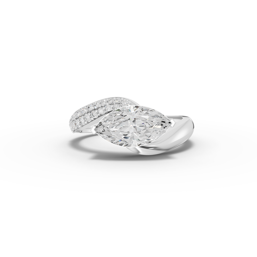 1.68 Ct Marquise Bypass Ring with Pavé Band 1.5 Ct Center
