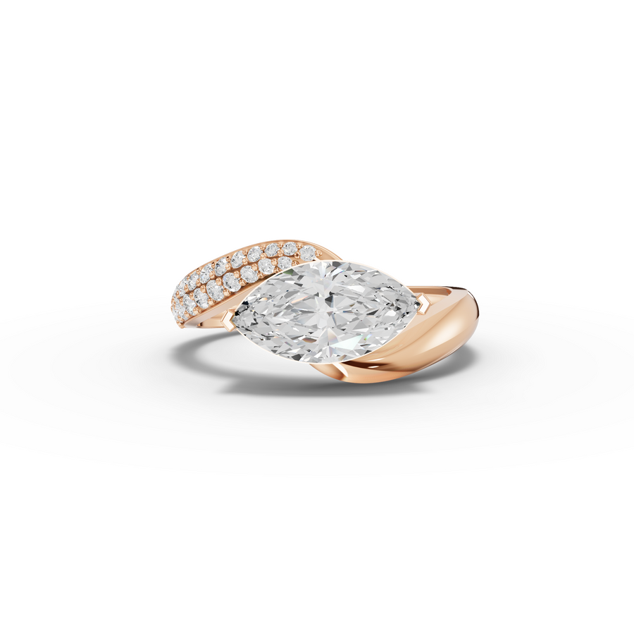 1.68 Ct Marquise Bypass Ring with Pavé Band 1.5 Ct Center