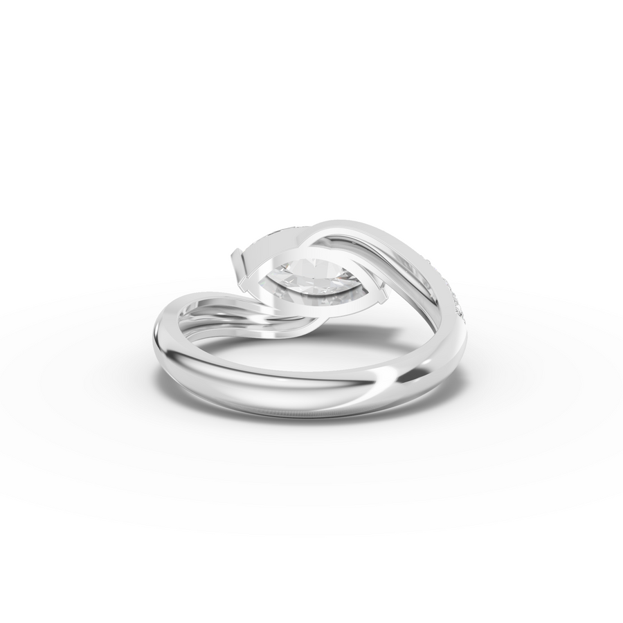 1.68 Ct Marquise Bypass Ring with Pavé Band 1.5 Ct Center