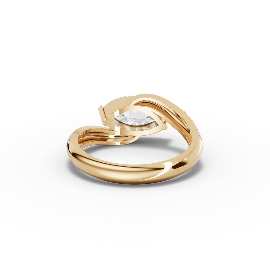 1.68 Ct Marquise Bypass Ring with Pavé Band 1.5 Ct Center