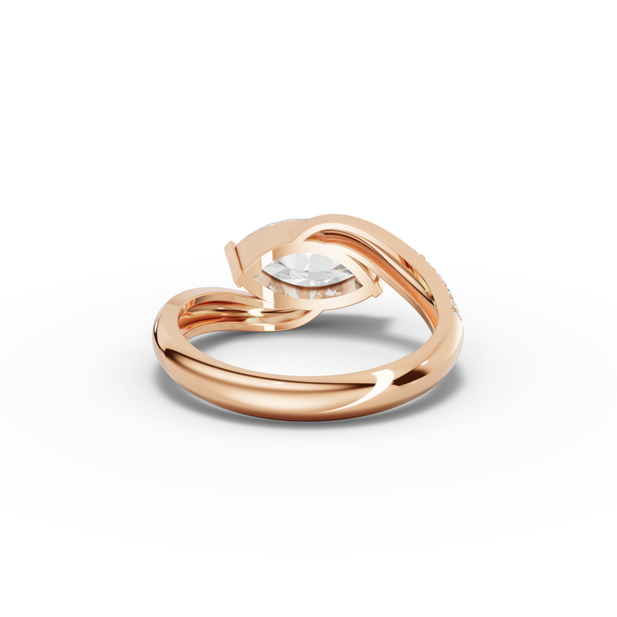 1.68 Ct Marquise Bypass Ring with Pavé Band 1.5 Ct Center