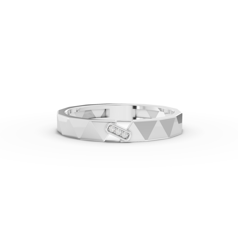 0.008 Ct Geometric Faceted Open Ring with Pavé Band