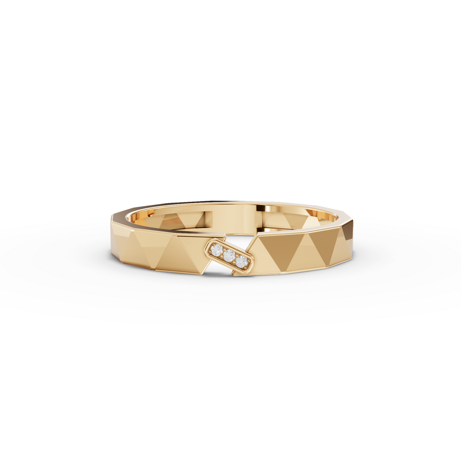 0.008 Ct Geometric Faceted Open Ring with Pavé Band