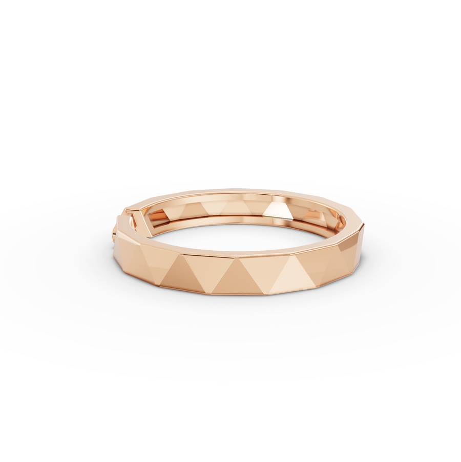 0.008 Ct Geometric Faceted Open Ring with Pavé Band