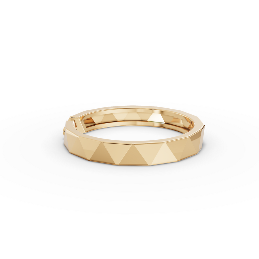 0.008 Ct Geometric Faceted Open Ring with Pavé Band