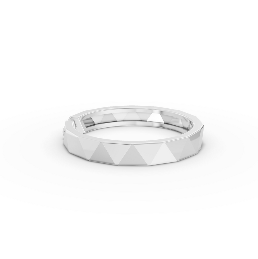 0.008 Ct Geometric Faceted Open Ring with Pavé Band