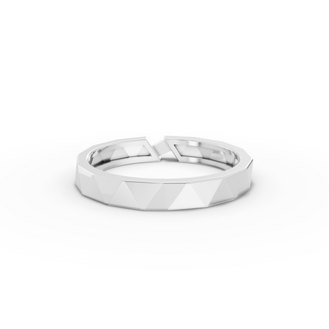 0.008 Ct Geometric Faceted Open Ring with Pavé Band