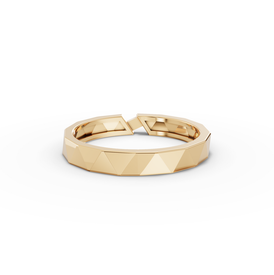 0.008 Ct Geometric Faceted Open Ring with Pavé Band