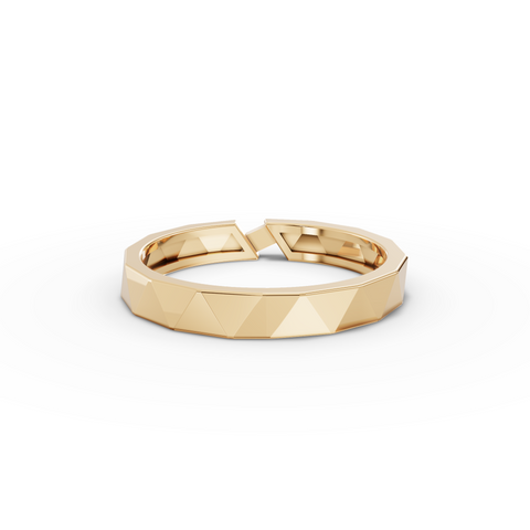0.008 Ct Geometric Faceted Open Ring with Pavé Band