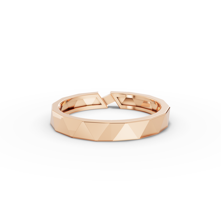 0.008 Ct Geometric Faceted Open Ring with Pavé Band