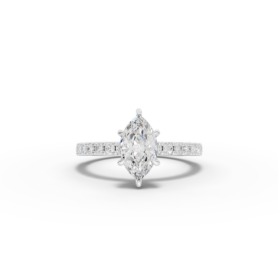 1.39 Ct Marquise Solitaire With U-Prong Band Ring 1 Ct Center