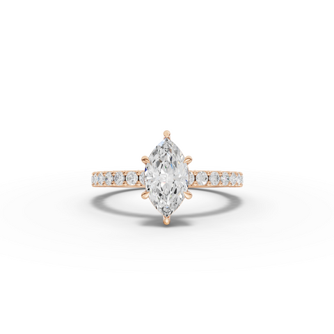 1.39 Ct Marquise Solitaire With U-Prong Band Ring 1 Ct Center