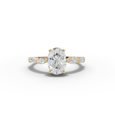 1.81 Ct Oval Diamond Marquise Side Stone Ring 1.5 Ct Center