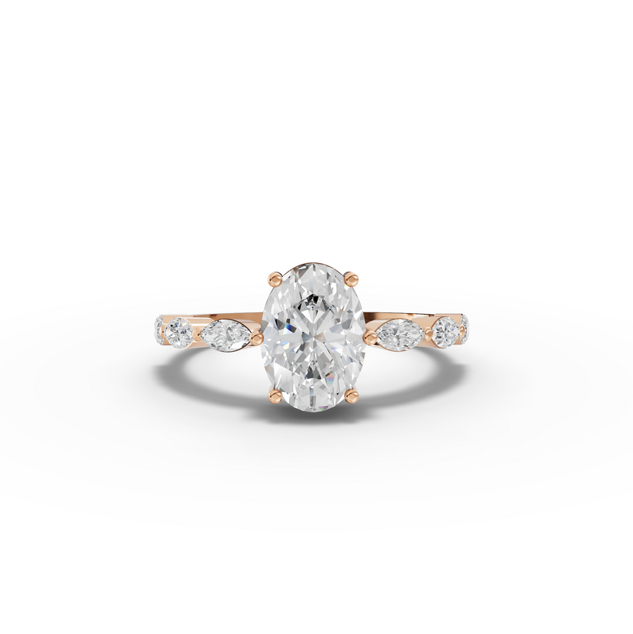 1.81 Ct Oval Diamond Marquise Side Stone Ring 1.5 Ct Center