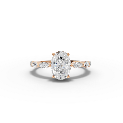 1.81 Ct Oval Diamond Marquise Side Stone Ring 1.5 Ct Center
