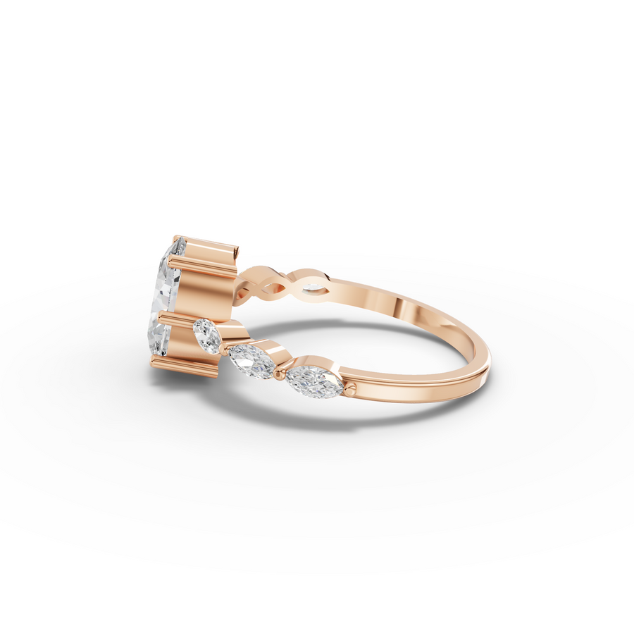 1.81 Ct Oval Diamond Marquise Side Stone Ring 1.5 Ct Center