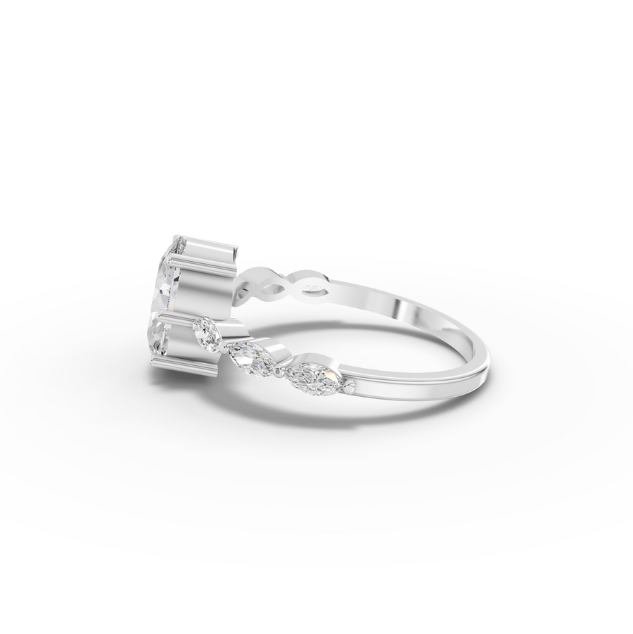1.81 Ct Oval Diamond Marquise Side Stone Ring 1.5 Ct Center