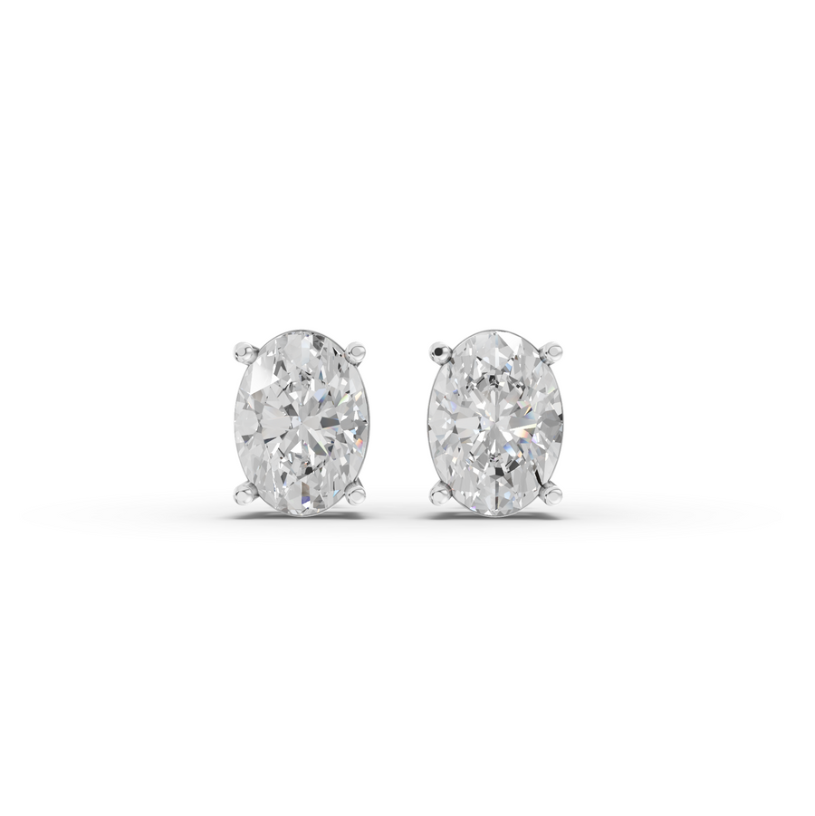 2 Ct Each Classic Oval Solitaire Stud Earrings