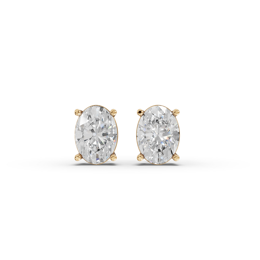 2 Ct Each Classic Oval Solitaire Stud Earrings