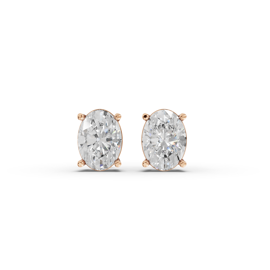 2 Ct Each Classic Oval Solitaire Stud Earrings