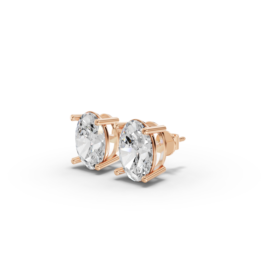 2 Ct Each Classic Oval Solitaire Stud Earrings