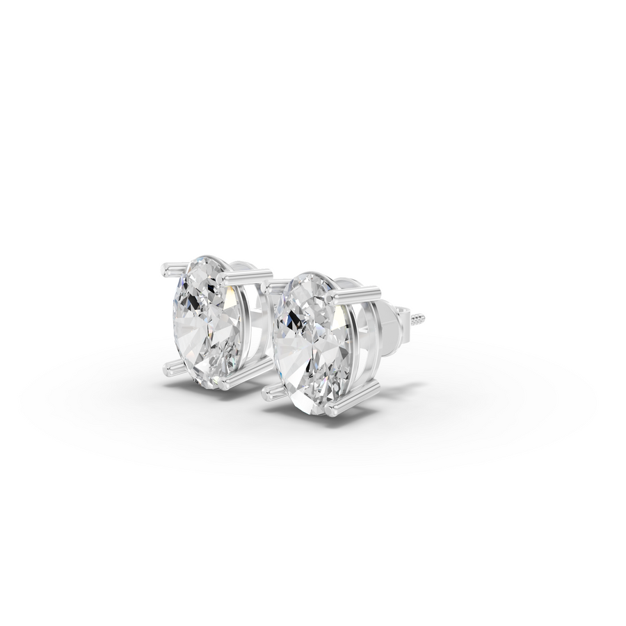 2 Ct Each Classic Oval Solitaire Stud Earrings
