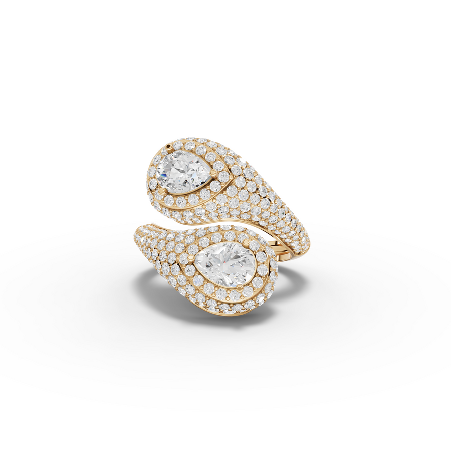 3.23 Ct Pear Double Halo Wrap Cocktail Ring