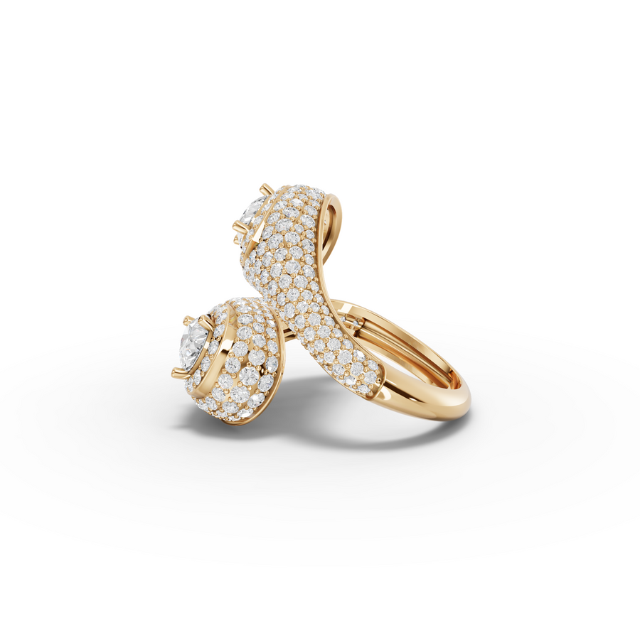 3.23 Ct Pear Double Halo Wrap Cocktail Ring