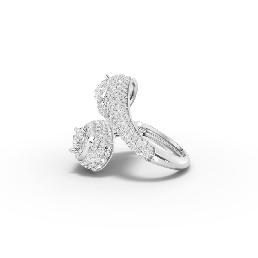 3.23 Ct Pear Double Halo Wrap Cocktail Ring