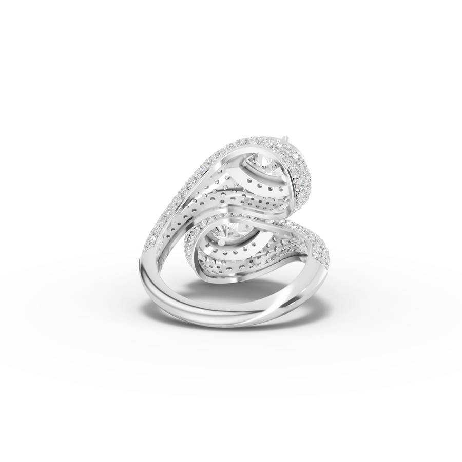 3.23 Ct Pear Double Halo Wrap Cocktail Ring