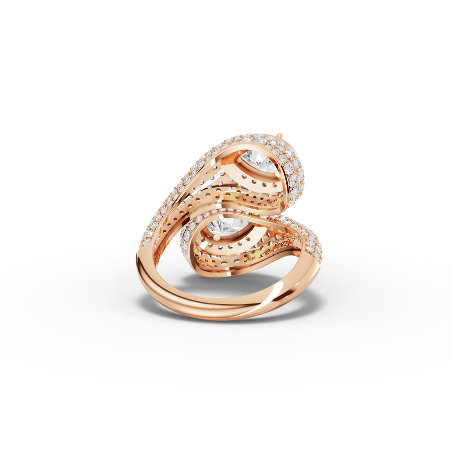 3.23 Ct Pear Double Halo Wrap Cocktail Ring