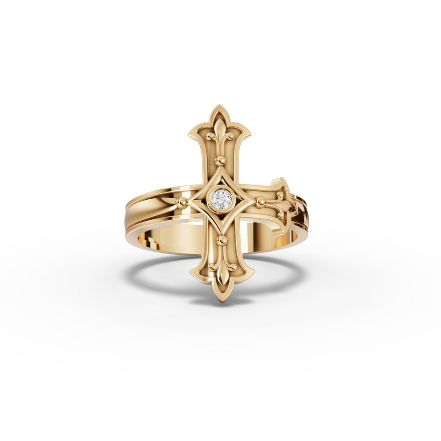 0.03 Ct Fleur Cross Diamond Statement Ring