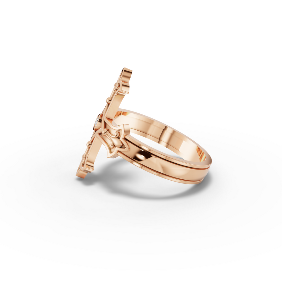 0.03 Ct Fleur Cross Diamond Statement Ring